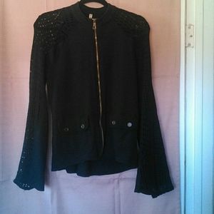 XCVI Brand Black knit zip Jacket